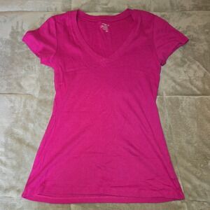 Old Navy XL Women's Fusha Pink t-shirt Vintage 1990s Long V-neck